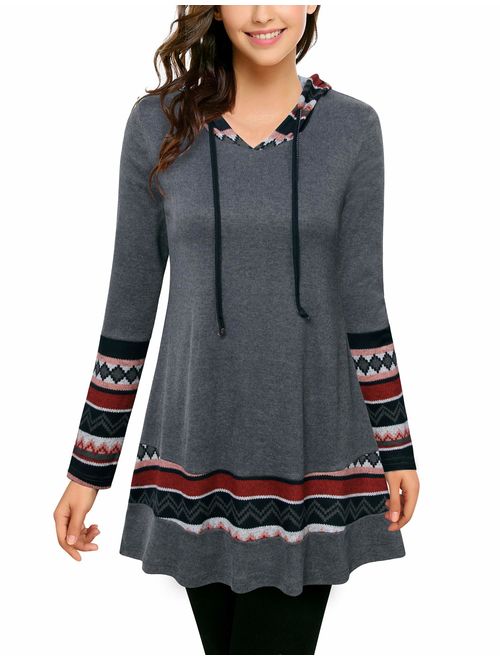 Lotusmile Casual Hoodies for Women with Pockets,Plaid Sweatshirts Flowy Tunic Long Sleeve Pullovers