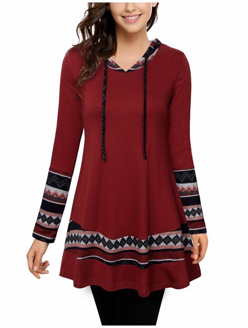 Lotusmile Casual Hoodies for Women with Pockets,Plaid Sweatshirts Flowy Tunic Long Sleeve Pullovers