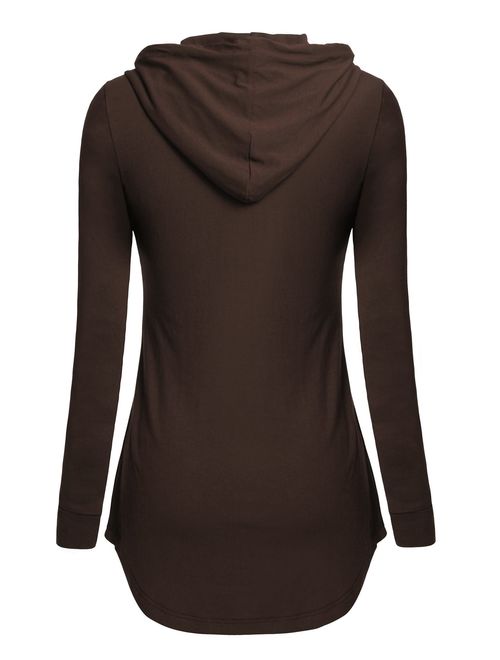 Nandashe Women Pullover V-Neck Long Sleeve Kangaroo Pocket Tunic Hoodies