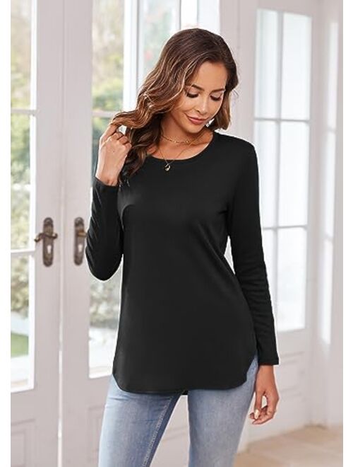 Herou Women Long Sleeve Loose Casual Side Split T Shirt Tunic Sweater Tops