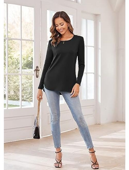 Herou Women Long Sleeve Loose Casual Side Split T Shirt Tunic Sweater Tops