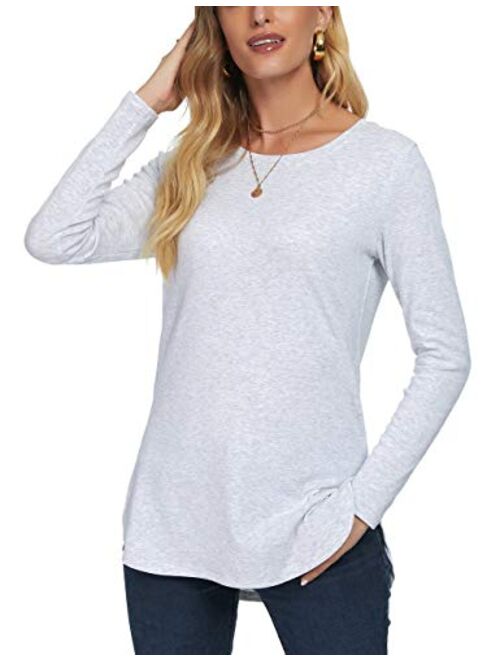 Herou Women Long Sleeve Loose Casual Side Split T Shirt Tunic Sweater Tops