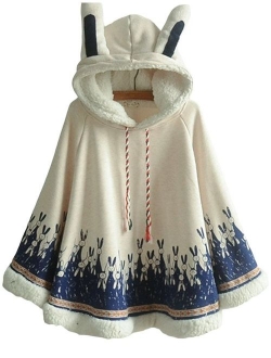 Aza Boutique Girl's Cute Cotton Blend Rabbit Ears Hooded Cape