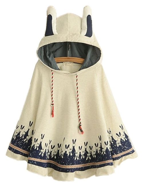 Aza Boutique Girl's Cute Cotton Blend Rabbit Ears Hooded Cape