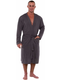 Men's Lightweight Robe - Luxury Knit Sleep Jersey Bathrobe w/Tie Waist