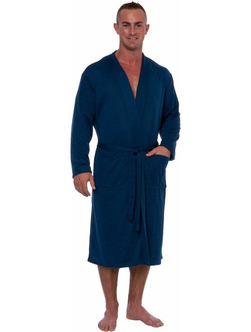 Ross Michaels Men's Lightweight Robe - Luxury Knit Sleep Jersey Bathrobe w/Tie Waist