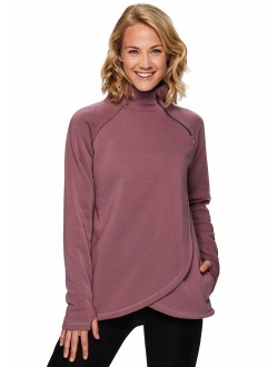 Active Women's Zip Mock Neck Long Sleeve Fleece Pullover Sweatshirt