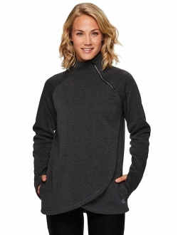 Active Women's Zip Mock Neck Long Sleeve Fleece Pullover Sweatshirt