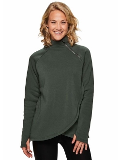 Active Women's Zip Mock Neck Long Sleeve Fleece Pullover Sweatshirt