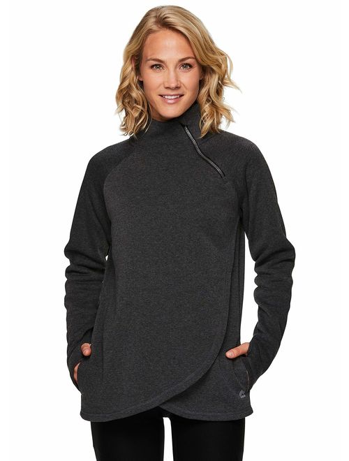 RBX Active Women's Zip Mock Neck Long Sleeve Fleece Pullover Sweatshirt