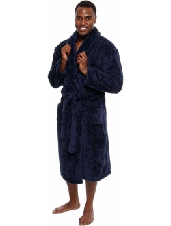 Mens Luxury 400gsm Sleep Robe - Mid Length Plush Big and Tall Bathrobe