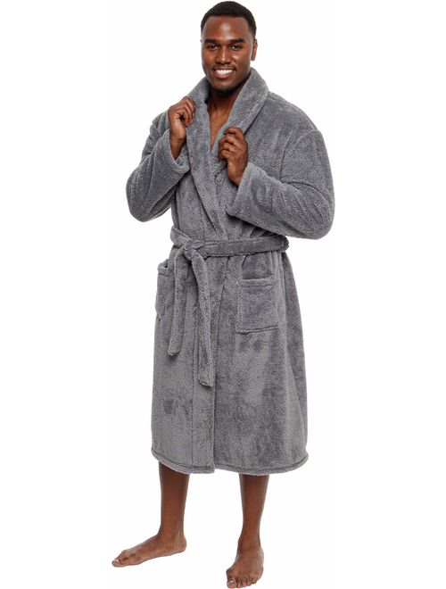 Ross Michaels Mens Luxury 400gsm Sleep Robe - Mid Length Plush Big and Tall Bathrobe