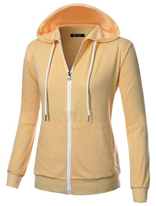 GIVON Womens Comfortable Long Sleeve Lightweight Zip-up Hoodie with Kanga Pocket(XS~4XL)