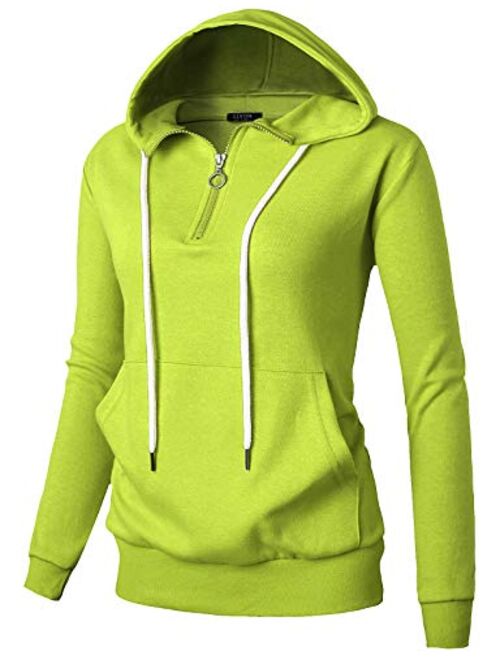 GIVON Womens Comfortable Long Sleeve Lightweight Zip-up Hoodie with Kanga Pocket(XS~4XL)