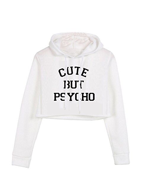 YITAN Women's Printed Letter Crop Top Sweatshirt Long Sleeve Hoodies