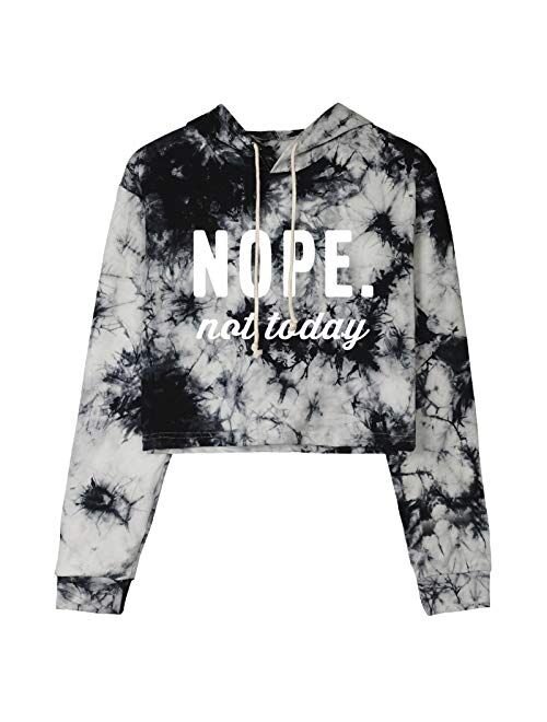 YITAN Women's Printed Letter Crop Top Sweatshirt Long Sleeve Hoodies