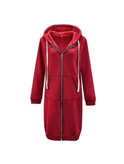 Women's Casual Zip up Hoodies Long Tunic Sweatshirts Jackets Fashion Plus Size Hoodie with Pockets