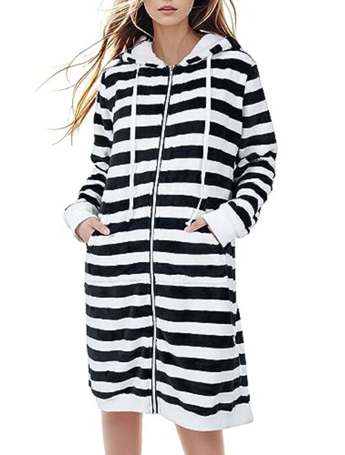 Women's Casual Zip up Hoodies Long Tunic Sweatshirts Jackets Fashion Plus Size Hoodie with Pockets