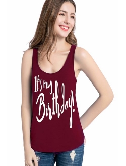 PINJIA Womens Cotton Short Sleeve Cute Birthday Girl Tshirts Top Tees(MXT01)