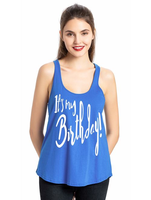 PINJIA Womens Cotton Short Sleeve Cute Birthday Girl Tshirts Top Tees(MXT01)