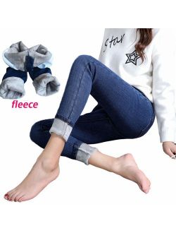 heipeiwa Womens Winter Jeans Thick Skinny Pants Fleece Lined Slim Stretch Warm Jeggings