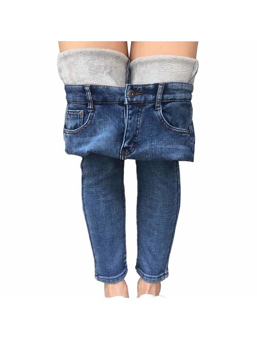 heipeiwa Womens Winter Jeans Thick Skinny Pants Fleece Lined Slim Stretch Warm Jeggings