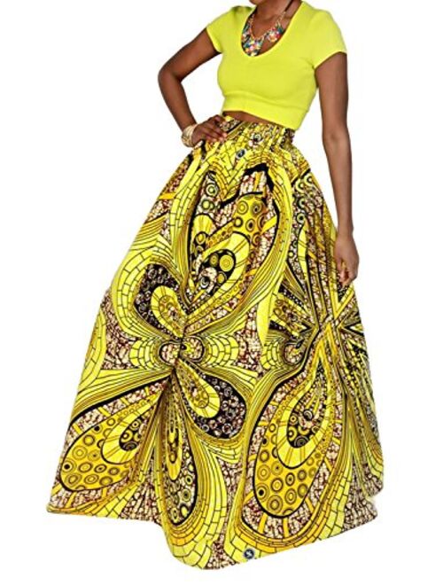 Novia's Choice Novias Women Multicolored Print High Waist Maxi Skirt Long Skirt