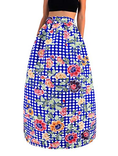 Novia's Choice Novias Women Multicolored Print High Waist Maxi Skirt Long Skirt