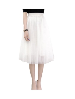 Women's A Line Knee Length Tutu Tulle Prom Party Dance Skirt