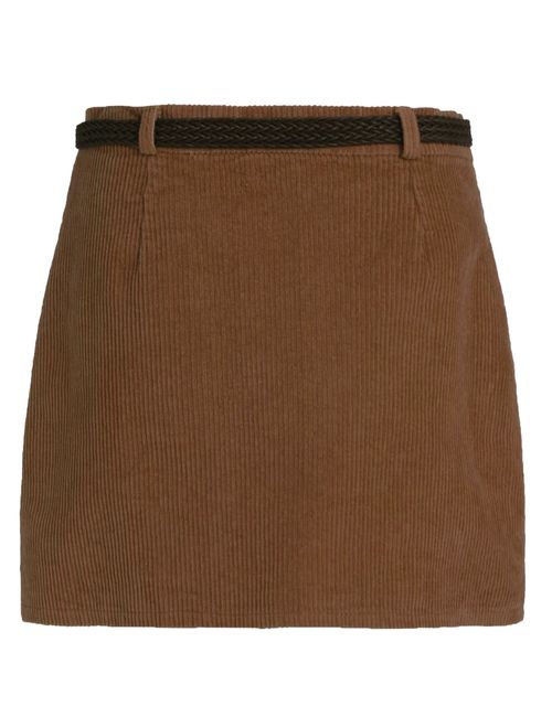 Romwe Women's Cute Mini Corduroy Button Down Pocket Skirt with Belt