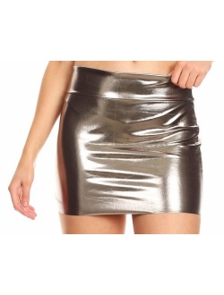 Sakkas Women's Shiny Metallic Liquid Mini Skirt