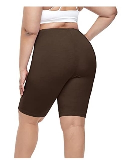 Cheapestbuy Women's Plus Size Ultra Soft Short Leggings Pants Lightweight Breathable Mid Thigh Stretchy Shorts