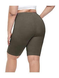 Cheapestbuy Women's Plus Size Ultra Soft Short Leggings Pants Lightweight Breathable Mid Thigh Stretchy Shorts