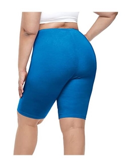 Cheapestbuy Women's Plus Size Ultra Soft Short Leggings Pants Lightweight Breathable Mid Thigh Stretchy Shorts