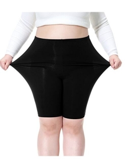 Cheapestbuy Women's Plus Size Ultra Soft Short Leggings Pants Lightweight Breathable Mid Thigh Stretchy Shorts