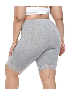 Cheapestbuy Women's Plus Size Ultra Soft Short Leggings Pants Lightweight Breathable Mid Thigh Stretchy Shorts