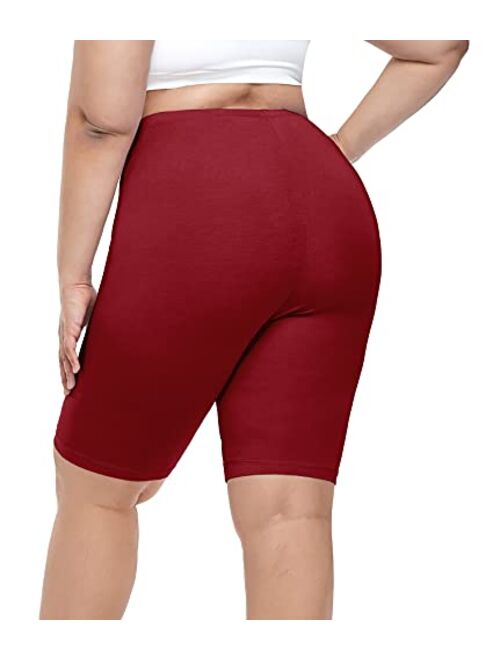 Cheapestbuy Women's Plus Size Ultra Soft Short Leggings Pants Lightweight Breathable Mid Thigh Stretchy Shorts