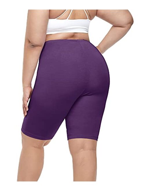 Cheapestbuy Women's Plus Size Ultra Soft Short Leggings Pants Lightweight Breathable Mid Thigh Stretchy Shorts