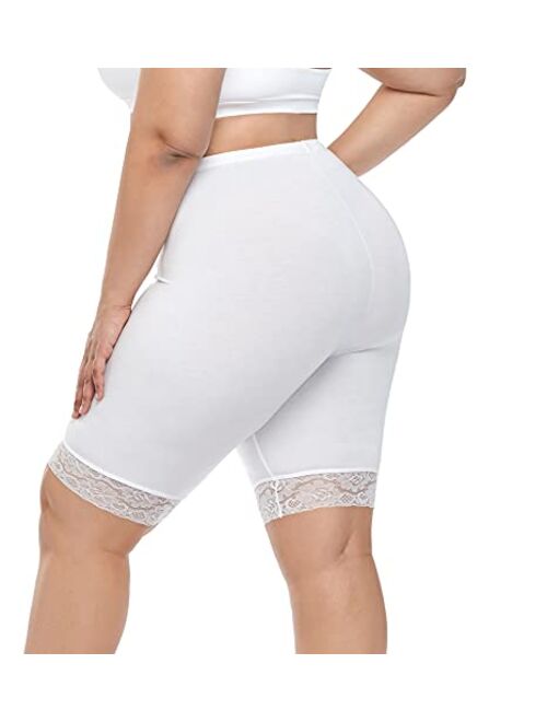 Cheapestbuy Women's Plus Size Ultra Soft Short Leggings Pants Lightweight Breathable Mid Thigh Stretchy Shorts