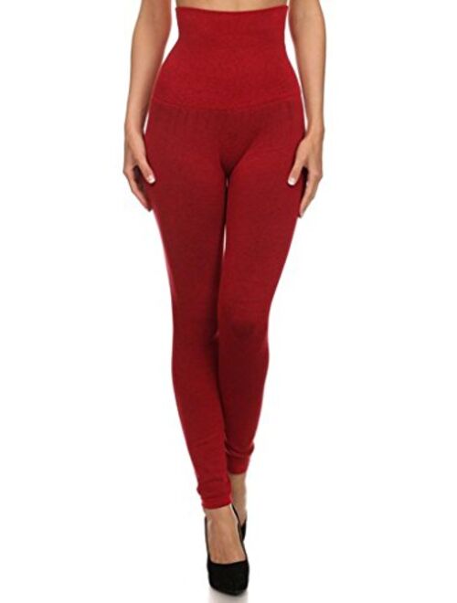 YELETE Empire Waist Compression Leggings, French Terry Lining Tummy Control 