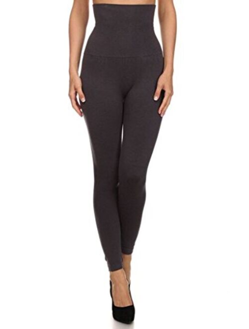 YELETE Empire Waist Compression Leggings, French Terry Lining Tummy Control 