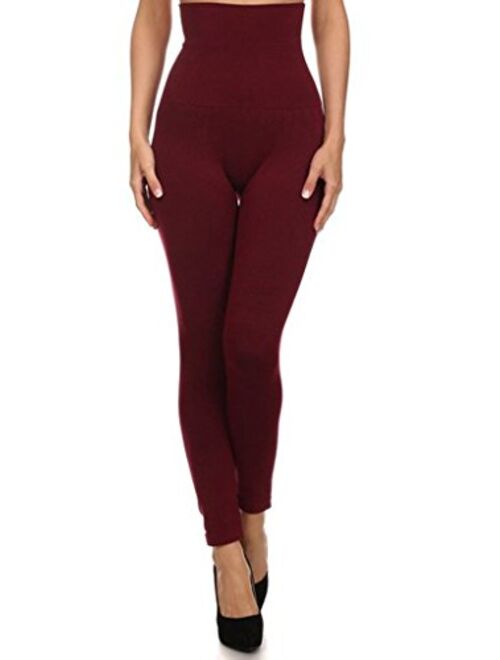 YELETE Empire Waist Compression Leggings, French Terry Lining Tummy Control 