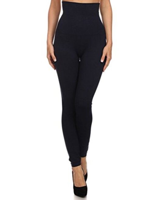 YELETE Empire Waist Compression Leggings, French Terry Lining Tummy Control 