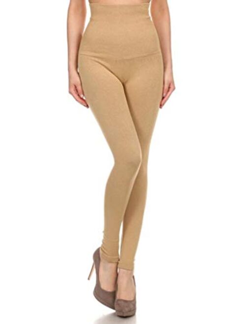 YELETE Empire Waist Compression Leggings, French Terry Lining Tummy Control 