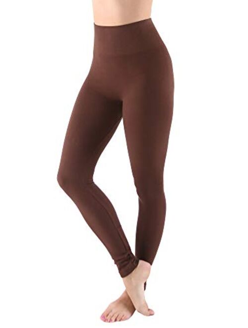 AEKO Women's Thick Yoga Soft Cotton Blend High Waist Compression Leggings with Tummy Control 