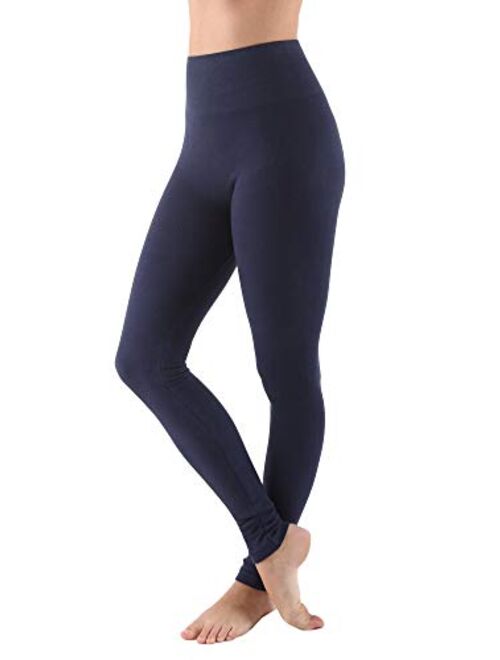 AEKO Women's Thick Yoga Soft Cotton Blend High Waist Compression Leggings with Tummy Control 