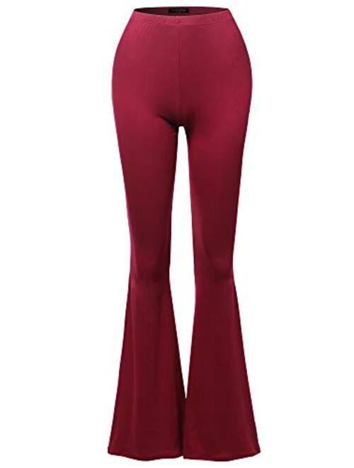 Buy SSOULM Women's Stretchy Wide Leg High Waist Bell Bottom Flare Pants ...