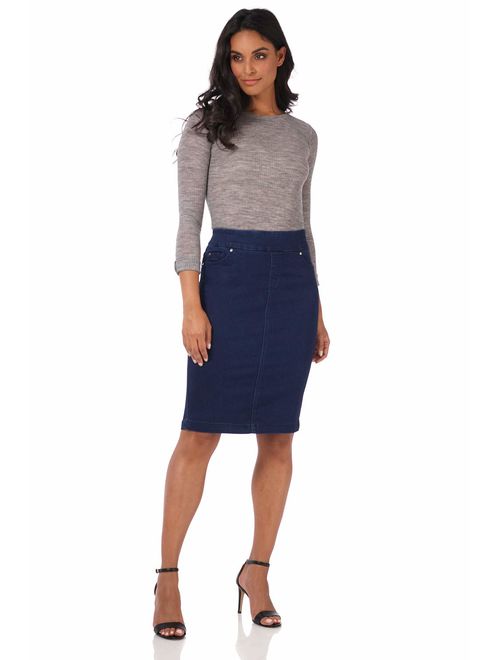 Rekucci Jeans Women's Ease into Comfort Pull-On Stretch Denim Skirt