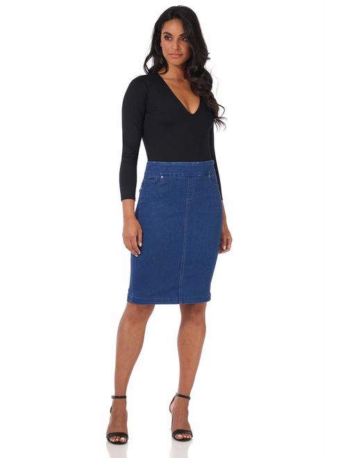 Rekucci Jeans Women's Ease into Comfort Pull-On Stretch Denim Skirt