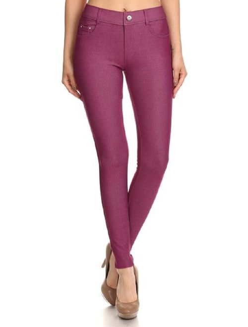 YELETE Women's Basic Five Pocket Stretch Jegging Tights Pants